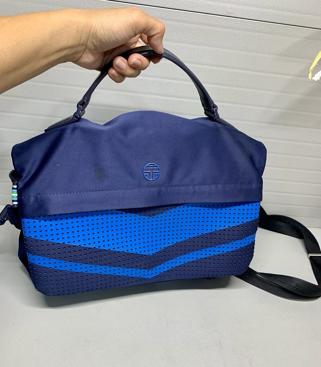Tory Sport Nylon Backpack Blue Perforated Pocket Striped Straps Travel School Tory Burch Ripstop Backpack - Navy Blue | Editorialist main image 4