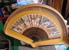 Vintage hand-painted folding fan, NICELY FRAMED Priced Lower