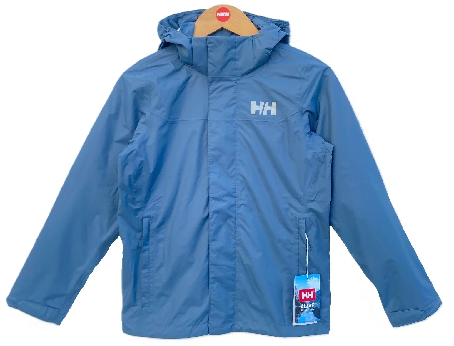 Helly Hansen Boy's Loke Rain Jacket Washed NAVY $100, Size: 11