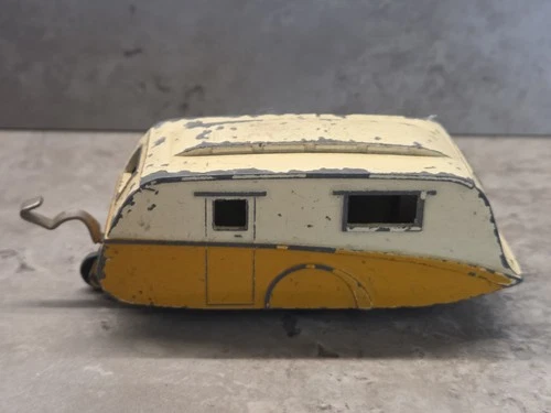 Vintage DINKY TOYS #190 Yellow Streamline Die-Cast Caravan