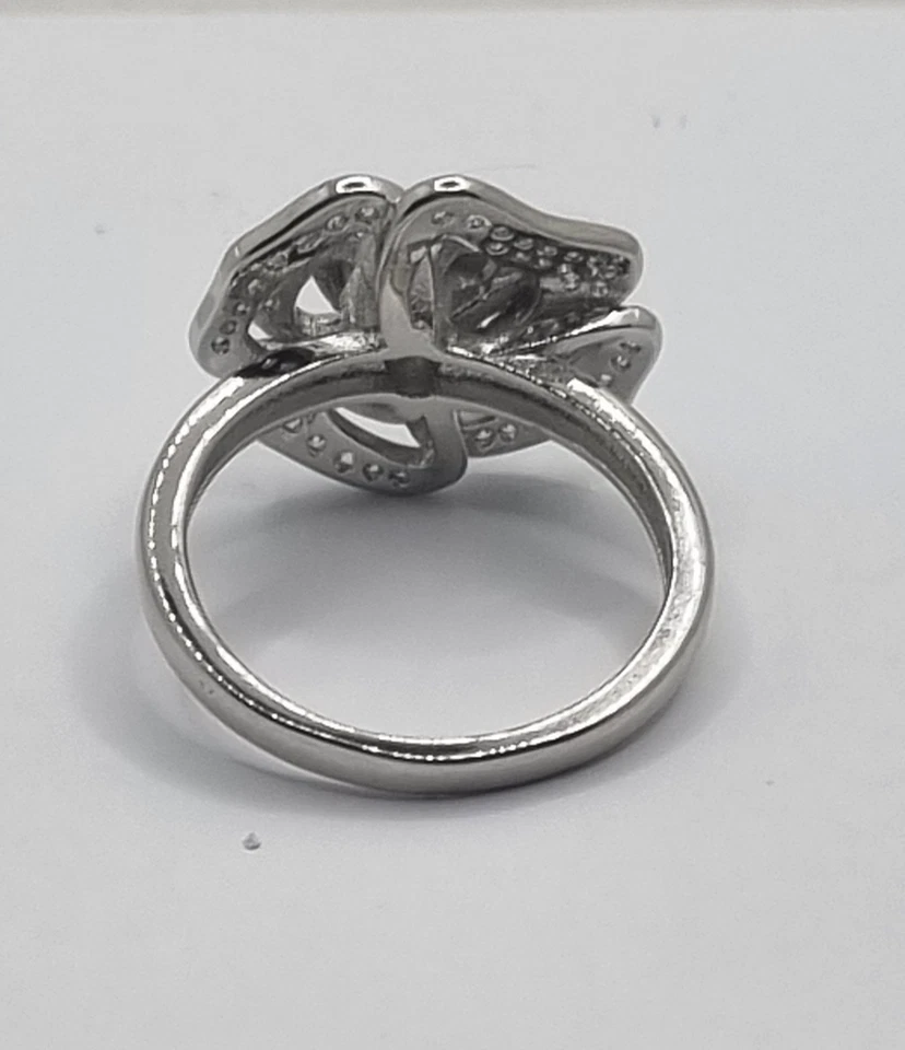 ANELLO DA SERA CON ROSA, anello floreale, anello pavettato - Immagine 4 di 4