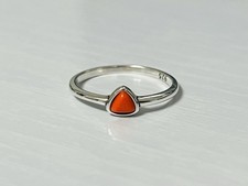 Sterling Silver Carnelian Solitaire Band Ring