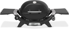 Weber Q 1200N Gas Grill with Side Tables, Cast Iron Grates, Midnight Black