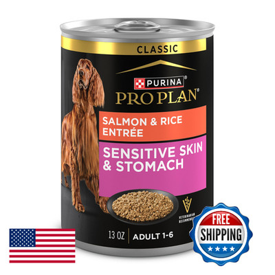 Purina Pro Plan Sensitive Skin Stomach Wet Dog Food Salmon & Rice Pate (12x13oz)
