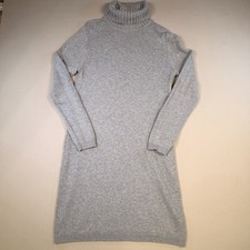 J Crew Gray Turtleneck Wool Blend Knit Sweater Dress Preppy Cozy Size Medium