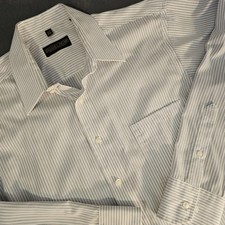 DONALD J TRUMP Non Iron Button Stripe Shirt Mens 16.5 32/33 Signature Collection
