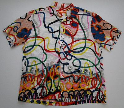 Mens Large Jams World Loop De Loop Shirt rayon doodle