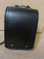 Fuwari Randoseru Black Blue Lettering Backpack School Authentic Used Box