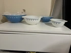 Pyrex Cinderella snowflake garland  nesting bowls. Miixing