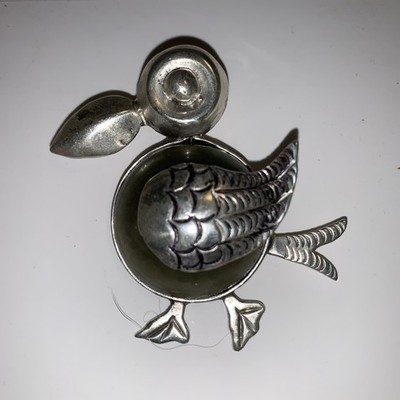 Vintage Mexican Silver Do Do Bird Pendant With Green Onyx Stone