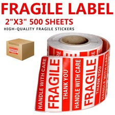 1-6Roll 2" x 3" Fragile Handle With Care Thank You Stickers Labels 500 Per Roll