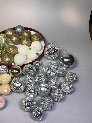 Large Lot Mirror Disco Balls And Sequin Holiday Decorations Ornaments - Picture 5 of 7