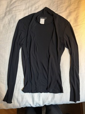 Yohji Yamamoto Y s Black Rayon Blouse With Draped Collar Women s Size M