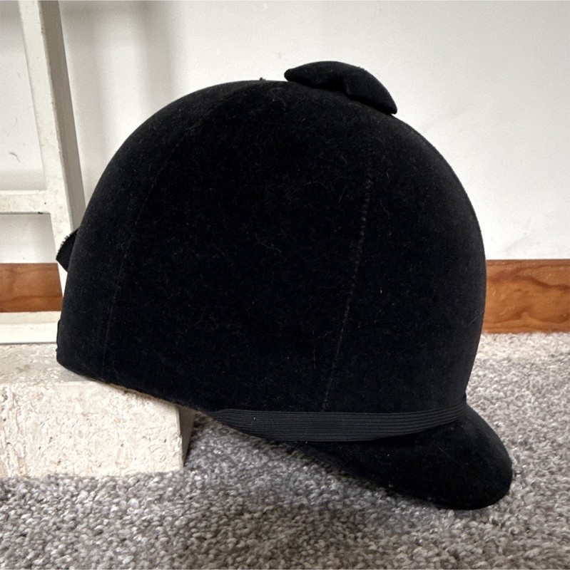 Vintage Black Velvet English Style Equestrian Riding Helmet