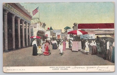 Steeple Chase Coney Island New York postcard