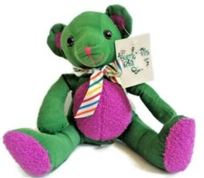 UPC 603154006012 product image for Beverly Hills Teddy Bear Co. Green Corduroy Bear Purple Striped Bow with Tags  | upcitemdb.com