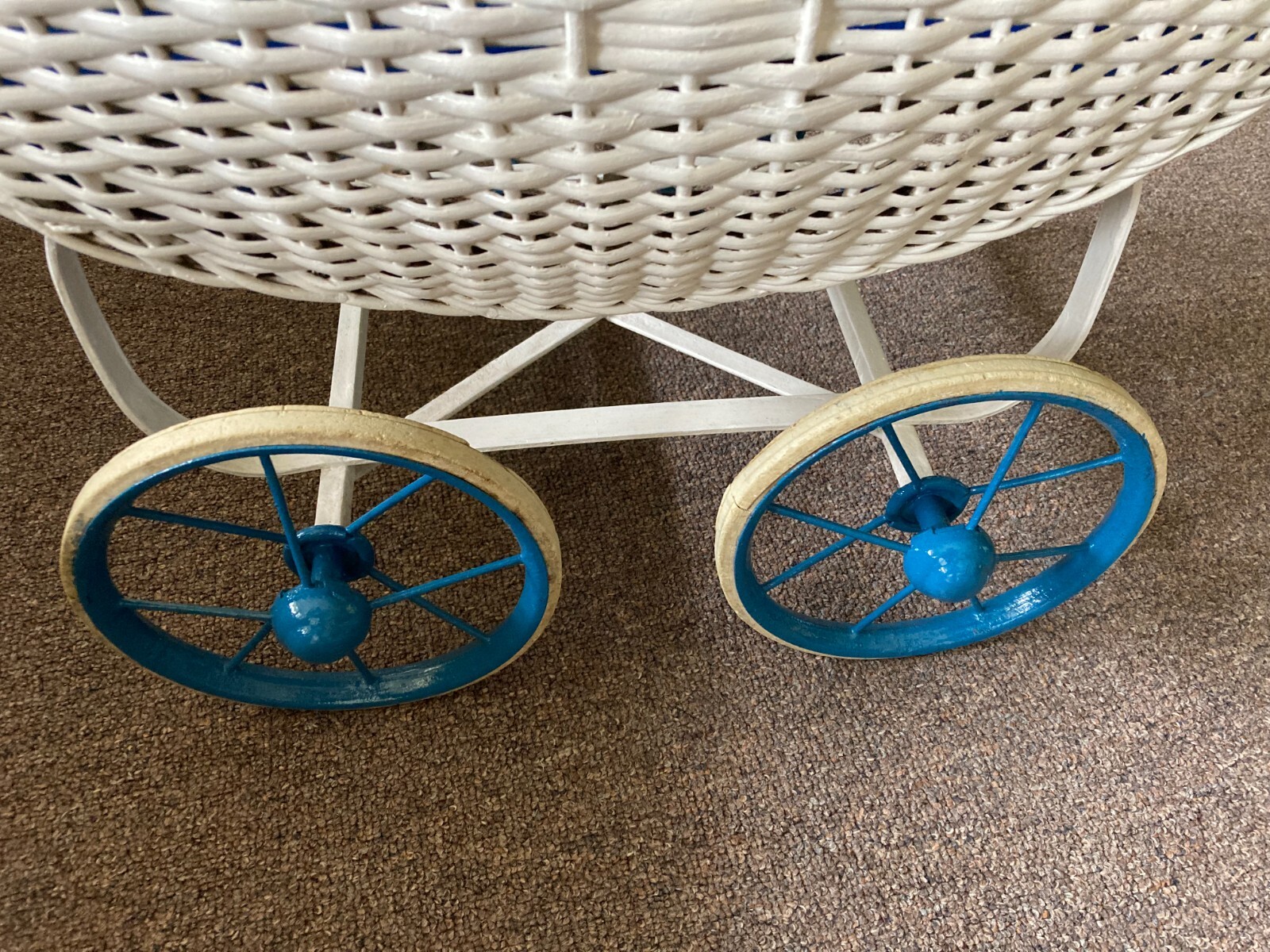 vintage dolls pram for sale at least 50 years old. White wicker. eBay