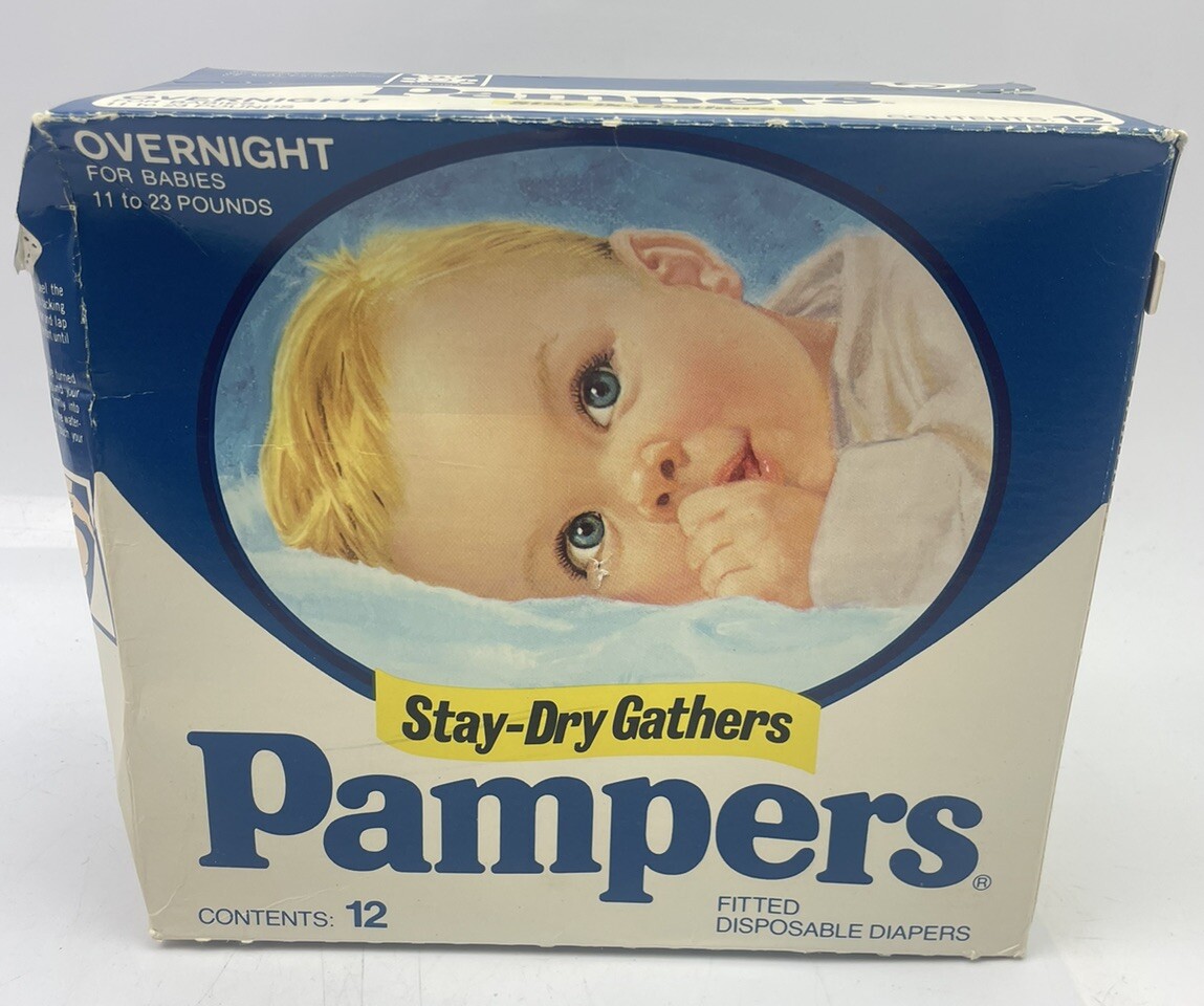 Vintage Pampers Overnight 12 Disposable Diapers for sale online - Main Image