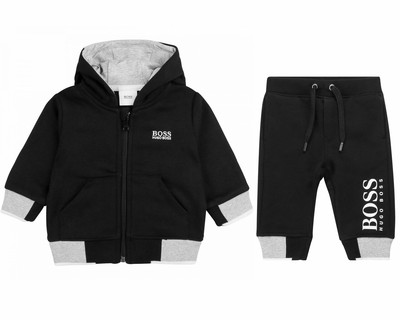 Hugo Boss J05724 09B Hooded Baby's Boys Tracksuit Black Jogsuit | eBay