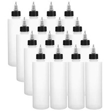 16 Pack 8oz Plastic Squeeze Bottles with Twist Top Caps, Empty Boston