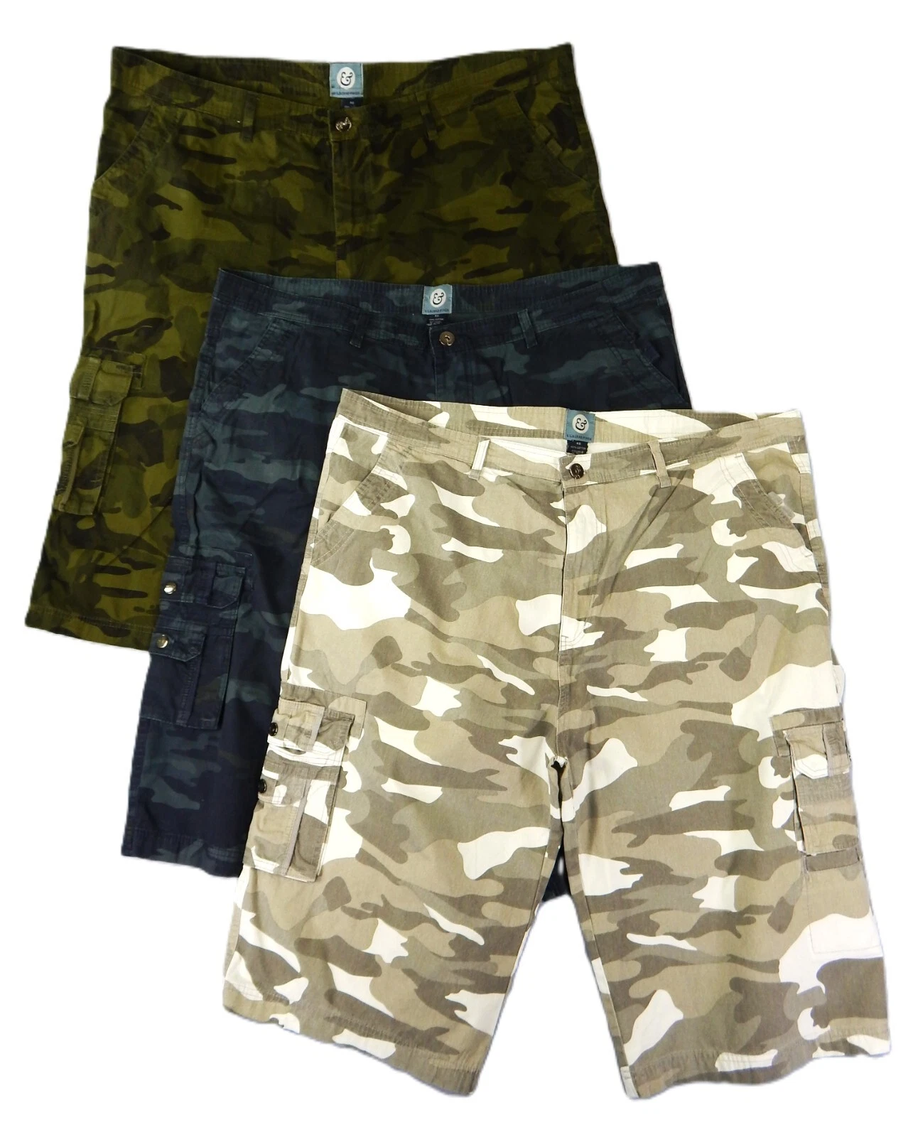 Lot of 3 KILBURNE & FINCH Cargo Short Men 46x16 CAMO Relaxed Fit Hiking Outdoors
