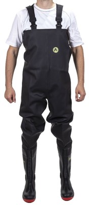 Amblers Danube S5 schwarz PVC Stahlkappe/Zwischensohle Sicherheit Brust Wathose #1000CW