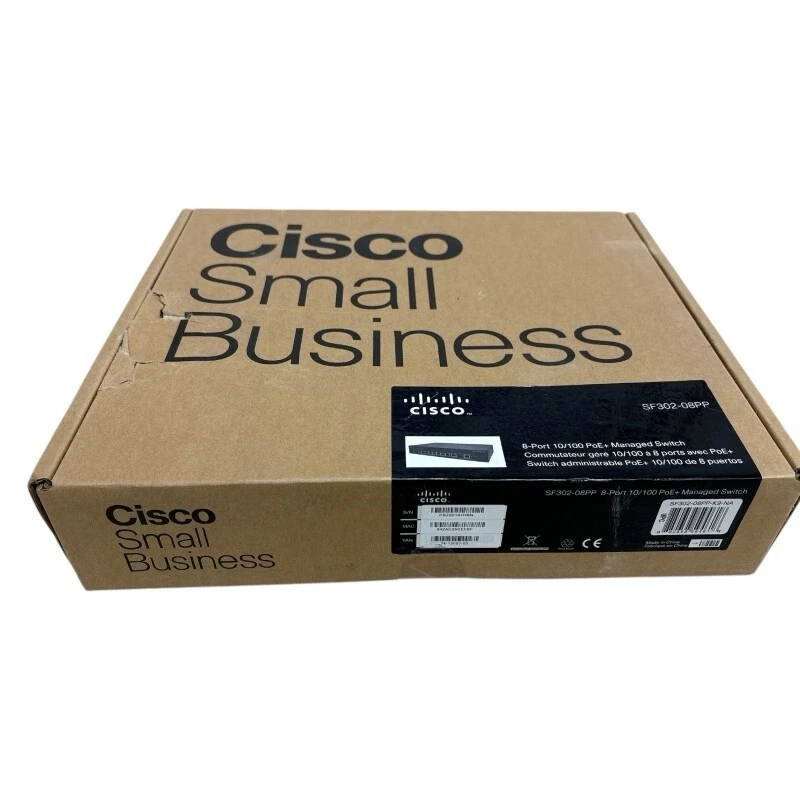 Cisco SF302-08PP Small Business 8 Port 10/100PoE+ Managed Switch (New) Sealed - Image 3 of 4