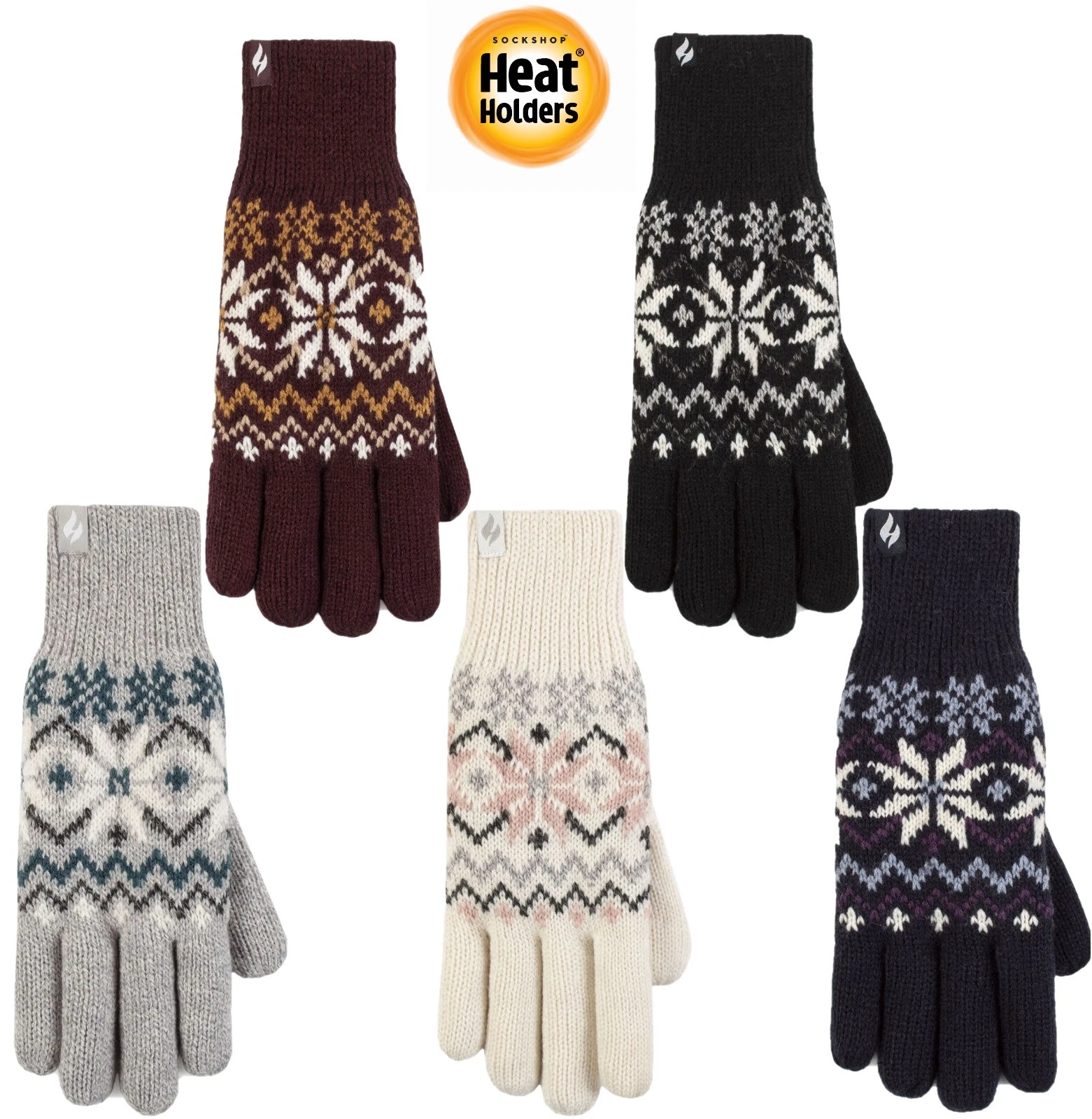Thermal Gloves Womens Patterned, "Avens", in 1 Pair Pack - SOCKSHOP Heat Holders