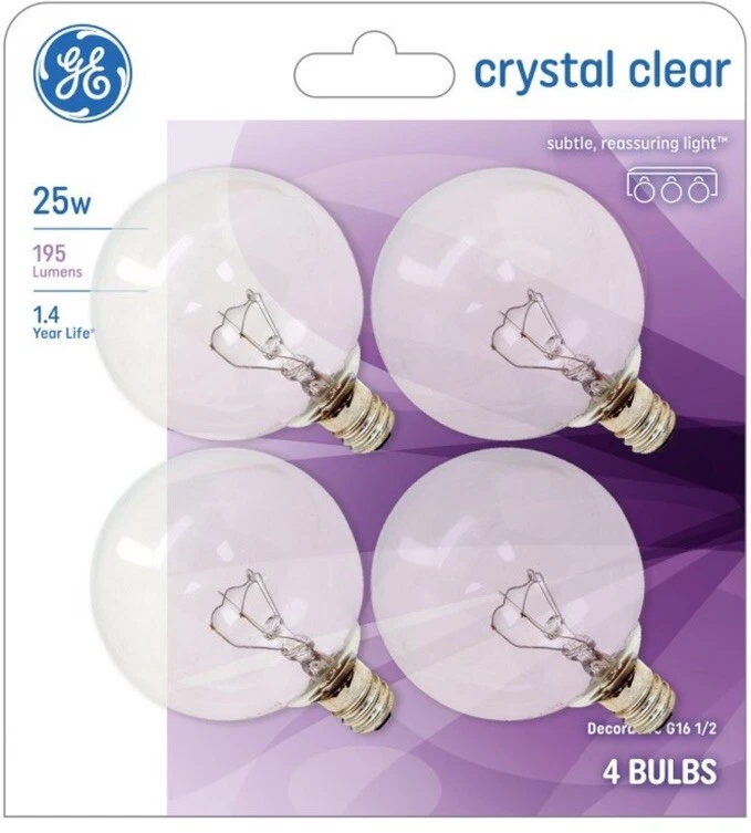 GE 4 pk 25w Light Bulb White Bathroom Light Bulbs 195 Lumens E12 Base - Image 4 of 4