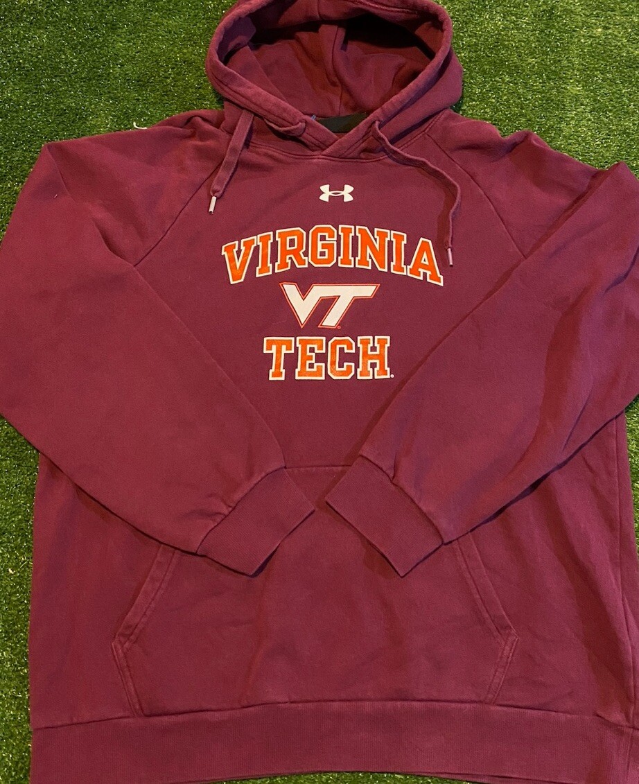 Virginia Tech Hokies hoodie mens large maroon orange Under Armour football  23