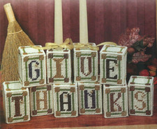 GIVE THANKS CENTERPIECE THANKSGIVING PLASTIC CANVAS PATTERN INSTRUCTIONS