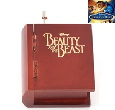 JAPAN SANKYO WOODEN BOOK HAND CRANK MUSIC BOX : BEAUTY AND THE BEAST