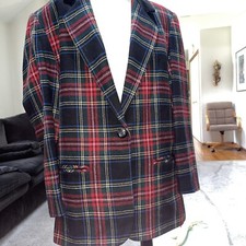 Sag Harbor Red Plaid Jacket Blazer Lined 2 Pockets Vintage Size 10