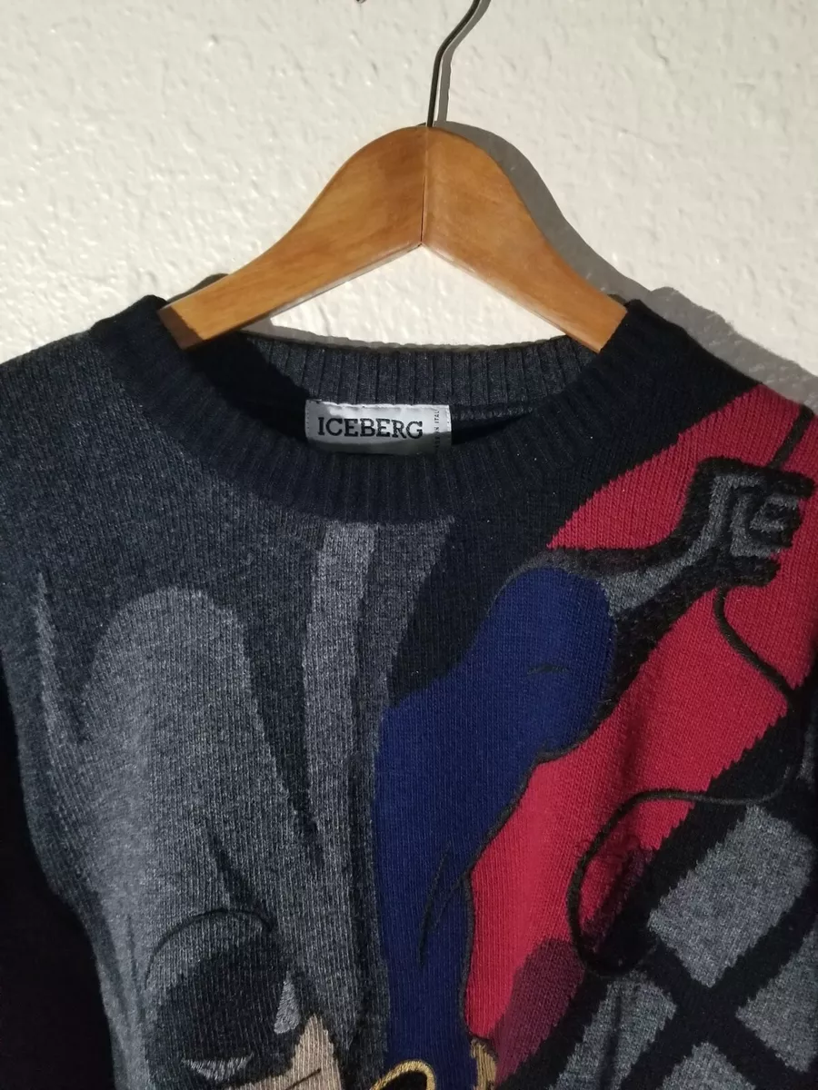 Vintage ICEBERG 90s Batman Sweater Men XL Wool Rare Knit Italy Sweatshirt Vintage ICEBERG 90s Batman Sweater Men XL Wool Rare Knit Italy Sweatshirt
