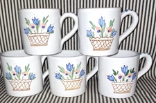 NWT VTG MACY'S THE CELLAR ITALY EXCLUSIVE FLOWER BASKET COFFEE MUG CUP - 5 AVAIL