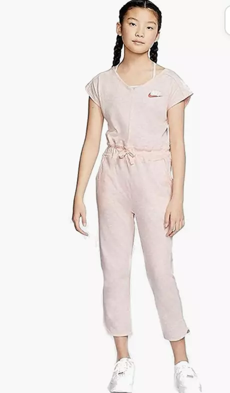 NIKE Girls Sportswear Jumpsuit Pale Heather Pink Girls size Medium Pantsuit  EUC