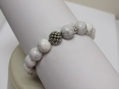 Designer LAGOS Sterling Silver Maya Howlite Caviar Beaded Bracelet