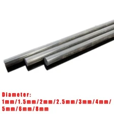 200mm Lengths Carbon Fiber Round Tube Rods Strips Dia 1/1.5/2/2.5/3/4/5/6/8mm