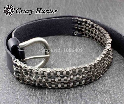 Heavy Motorcycle Chain Genuine Leather Belt For Men Biker Rocker