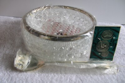 WILLIAM ADAMS English Sheffield Lead Crystal SALAD SERVING SET 3pc Bowl #9393