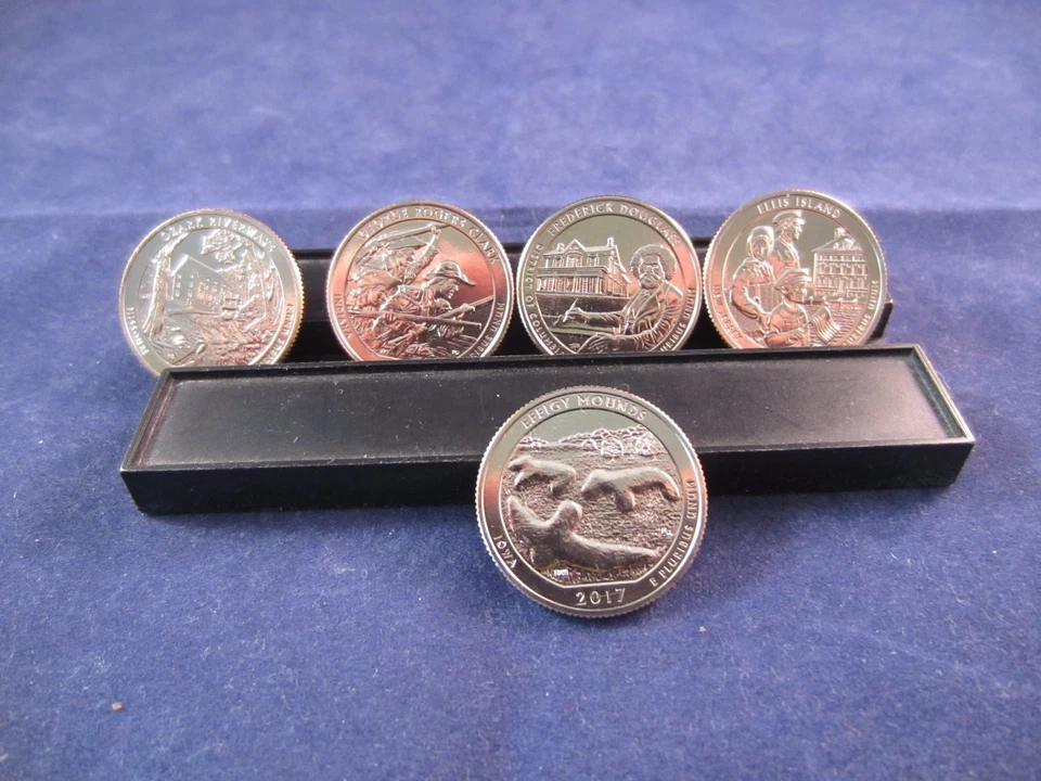 America Beautiful 2017-S 5 CLAD Quarters ELLIS ISLAND IA D.C. MO ROGERS CLARK 5 - Image 3 of 4