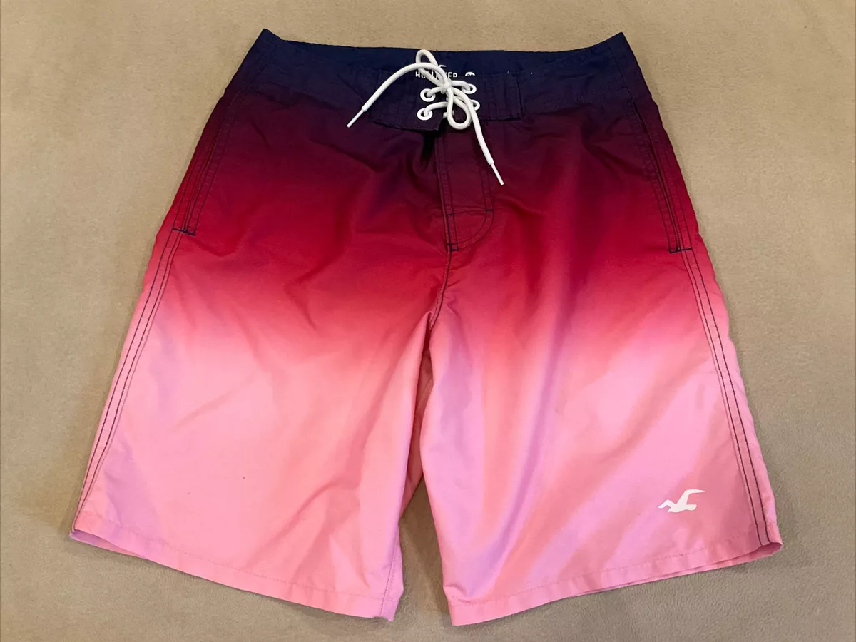 Hollister swim trunks 28 mens ombre design navy cranberry eBay