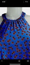 LOFT Halter Dress Womens Sz 24/26, Periwinkle Blue Red Flowers Ruffle NEW W TAGS