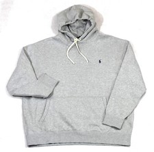 Polo Ralph Lauren Fleece Hoodie Gray Pullover Navy Pony 2XB 2X Big NWT
