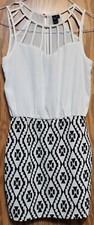 Windsor Mini Dress Women Size M White and Black Geometric, New