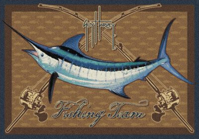 2x4 Milliken Ivory Nautical Fish Door Mat Marlin Multi - Aprx 2' 8'' x 3' 10''