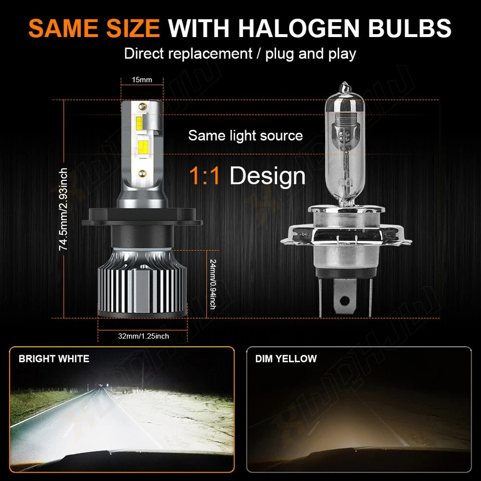 H4 H11 LED Headlight + Fog Light Combo Bulbs Kit 4PCS FIT Nissan Cube 2009-2014 - Image 3 of 4