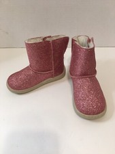 Wonder Nation Toddler Girls Pink Glitter Faux Fur Non-Marking Boots Size 6