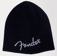 Genuine Fender Logo Classic Black Cold Weather Beanie, One Size Fits Most 910-61