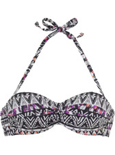 Black Bikini Top 8 A cups Underwired Balcony Padded Bandeau Halterneck Strapless